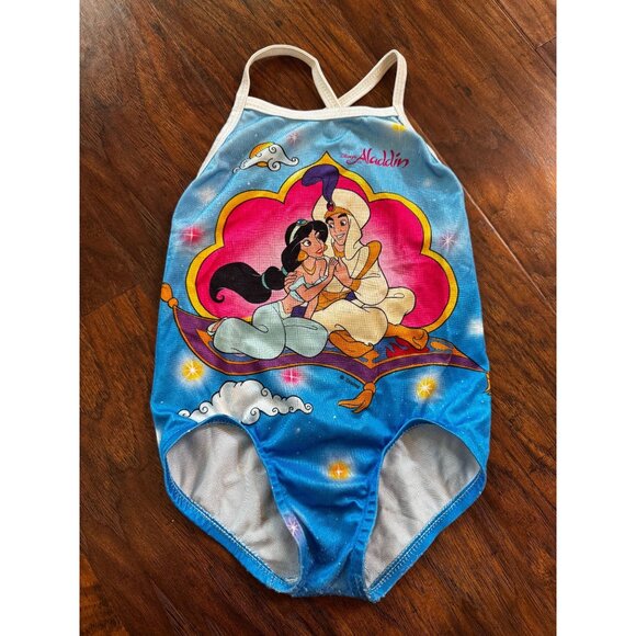 Vintage Disney Aladdin swimsuit one piece Jasmine 18M 24M 2T No Tag See Pictures